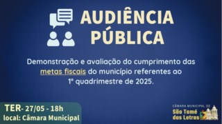Audiência Pública - Metas Fiscais do 1º quadrimestre de 2025.  Audiência Pública - Metas Fiscais do 1º quadrimestre de 2025.