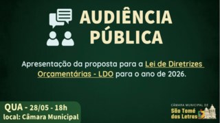 Audiência Pública - Apresentação da LDO para o ano de 2026 Audiência Pública - Apresentação da LDO para o ano de 2026